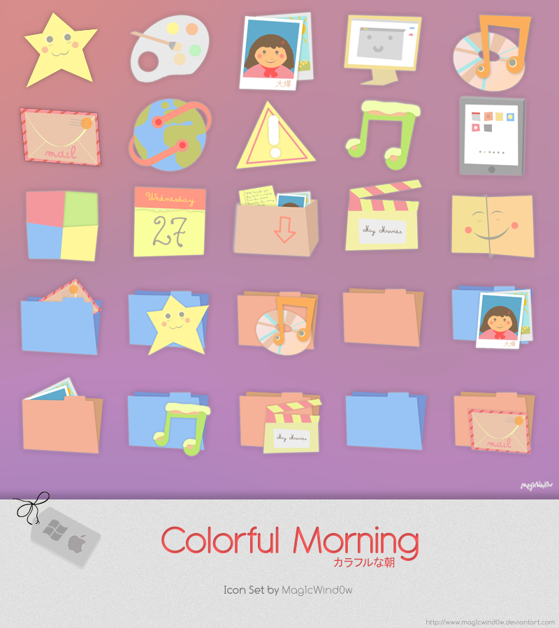 Colorful Morning Icon Set by Cappippuni