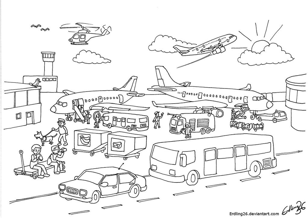 ColoringPage 3 Airport by Erdling26 on DeviantArt