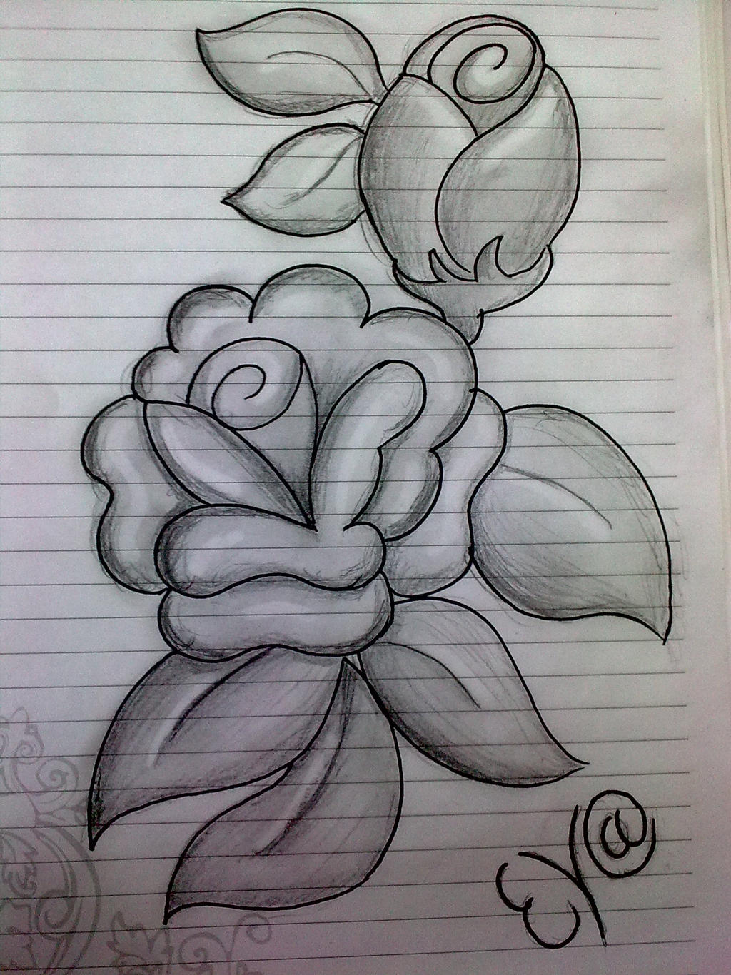 Realistic Black And White Rose Drawing