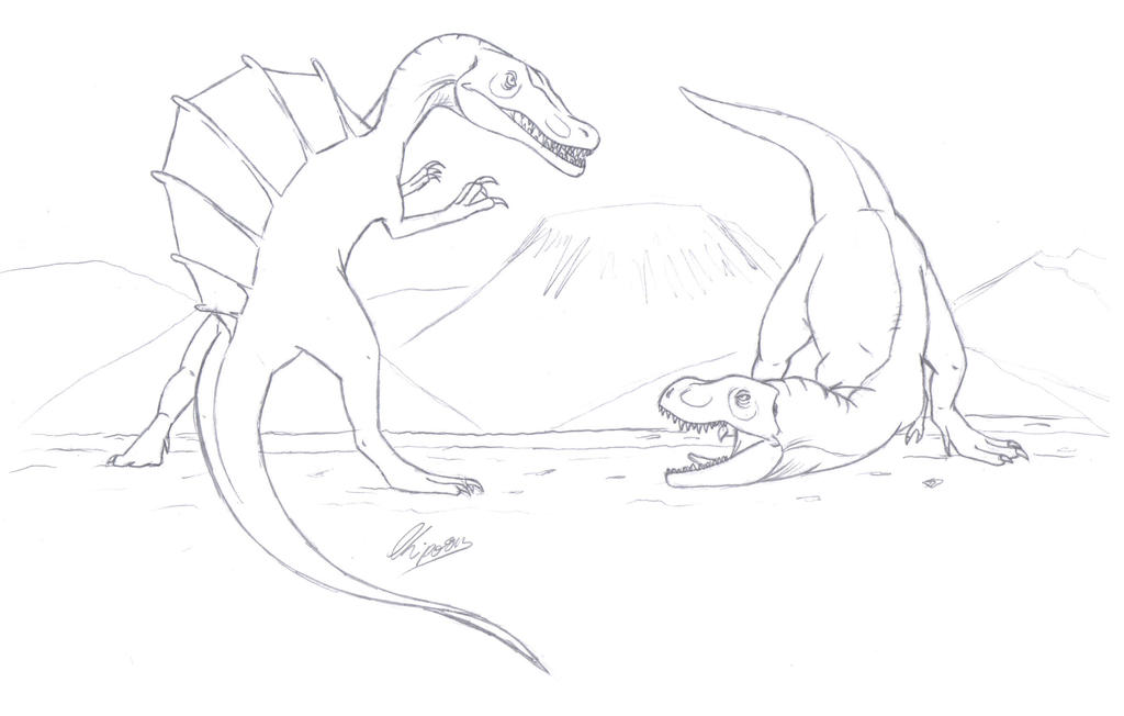 t rex and spinosaurus coloring pages - photo #44