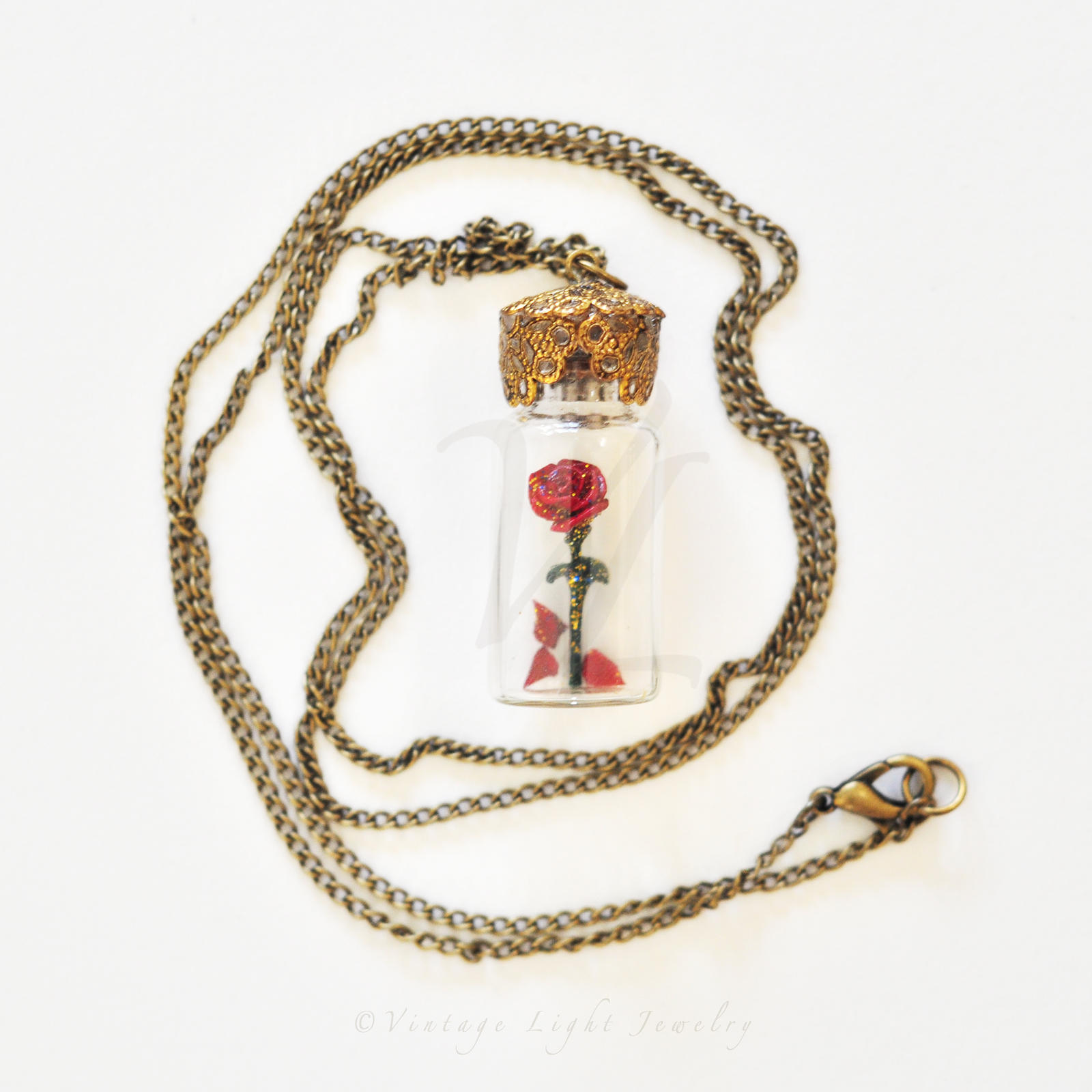 Beauty and the Beast Rose in Bottle Necklace -2 by ...